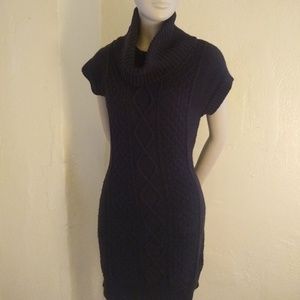 Express Black Cable knit Cowl Neck Sweater Dress